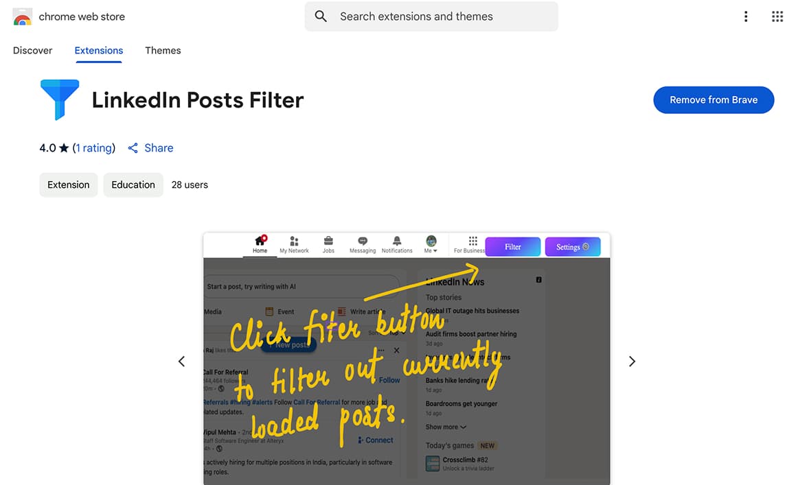 LinkedIn Posts Filter